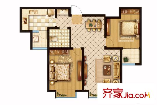 匡山琪鑫苑130號(hào)樓B戶型 2室2廳1衛(wèi)1廚