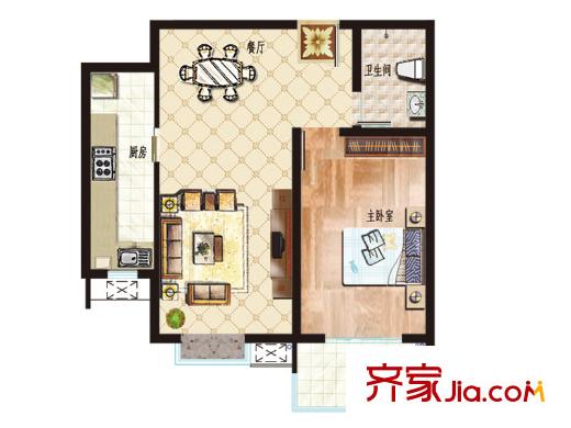 匡山琪鑫苑戶(hù)型圖 1室1廳1衛(wèi)1廚