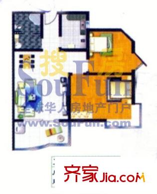 魯信南辛苑戶型圖2室2廳1衛(wèi)1廚