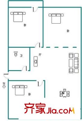 普照園小區(qū) 3室 戶型圖