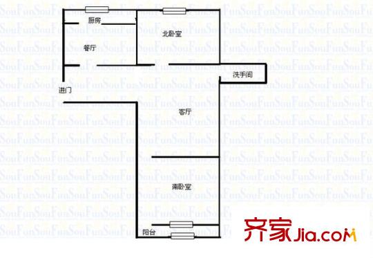 普照園小區(qū) 2室 戶型圖