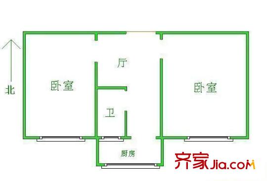 山大北路單位宿舍  2居室 戶型圖