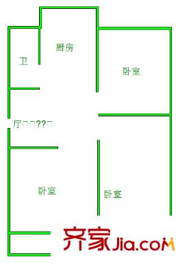 山大北路單位宿舍 3室 戶型圖