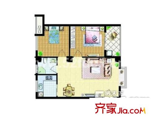 瀚裕華園戶型圖2213 2室2廳1衛(wèi)1廚