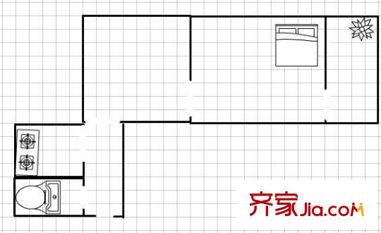省立醫(yī)院宿舍 1室 戶型圖