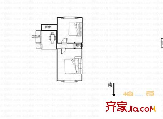 省立醫(yī)院宿舍 2室 戶型圖
