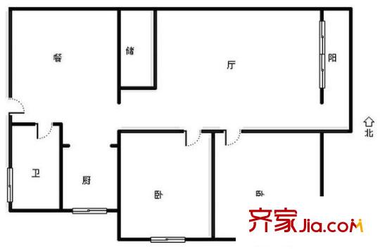 郵電新村 2室 戶型圖