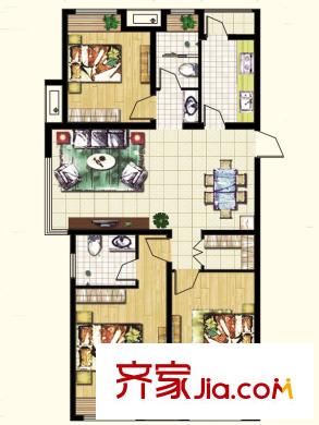 泉景天沅仁園戶型圖1號(hào)樓2單元A1-1戶型 3室2廳2衛(wèi)1廚