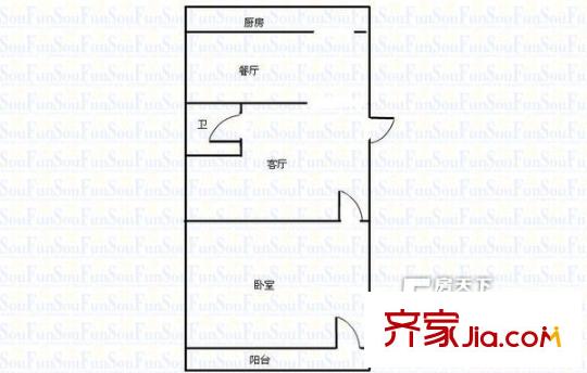 小梁莊宿舍 1居室 戶型圖