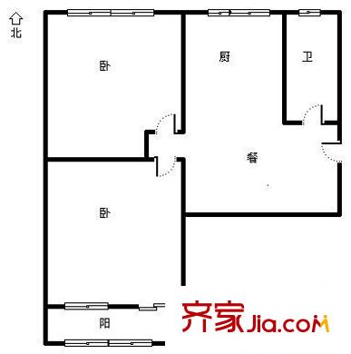電力公司單位宿舍 2室 戶型圖