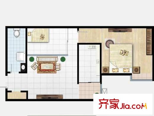 匡山琪鑫苑A戶(hù)型 1室2廳1衛(wèi)