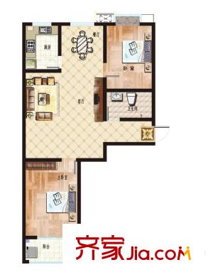 匡山琪鑫苑120-125號(hào)樓標(biāo)準(zhǔn)層02戶型 2室2廳1衛(wèi)1廚