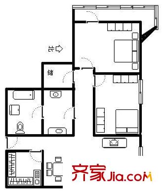 魯能經(jīng)緯大廈 2室 戶型圖