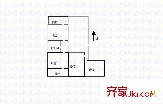 勝利莊小區(qū) 3室 戶型圖