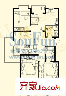 京魯山莊戶型圖S戶型 3室2廳2衛(wèi)