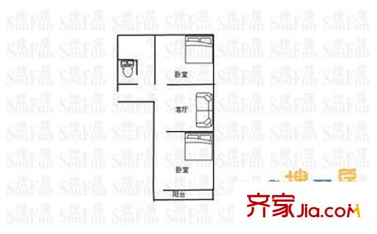 小梁莊宿舍 2室 戶型圖