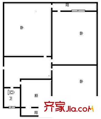 小梁莊宿舍 3室 戶型圖