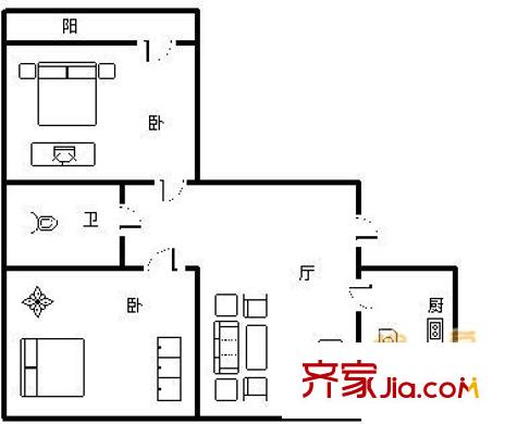 普照園小區(qū) 2室 戶型圖