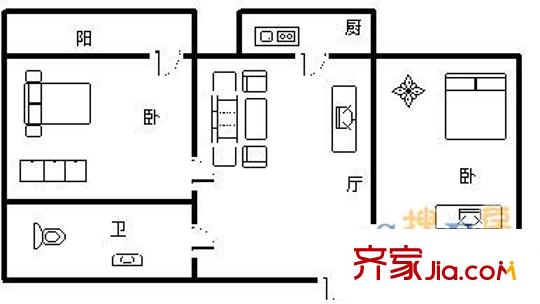 普照園小區(qū) 2室 戶型圖