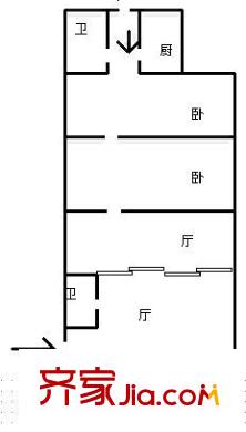 回民小區(qū) 2室 戶型圖
