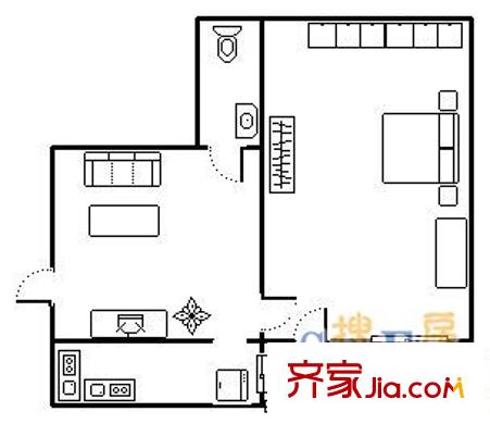 回民小區(qū) 1室 戶型圖