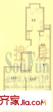 金色港灣戶型圖B-B 2室2廳1衛(wèi)