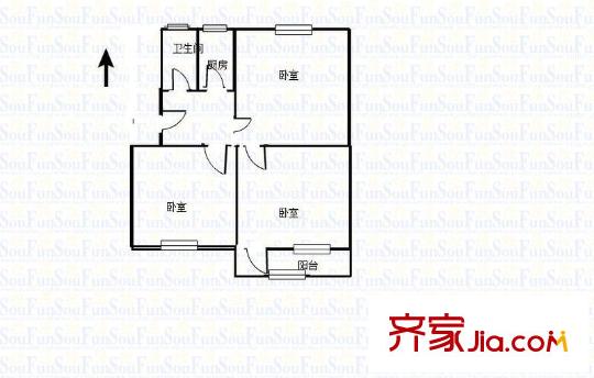 堤口路單位宿舍 2室 戶型圖