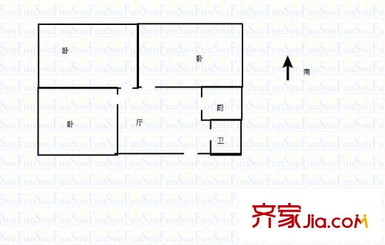 堤口路單位宿舍 3室 戶型圖