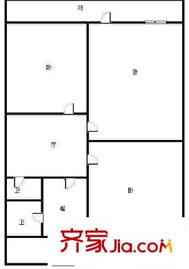 堤口路單位宿舍3室 戶型圖