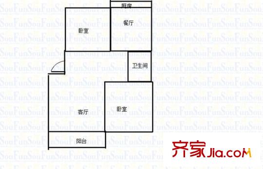 五環(huán)花苑 2室 戶型圖