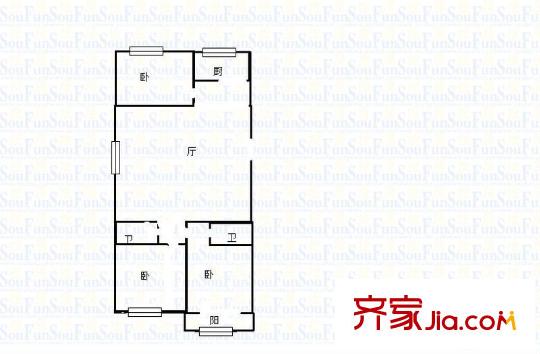 五環(huán)花苑 3室 戶型圖
