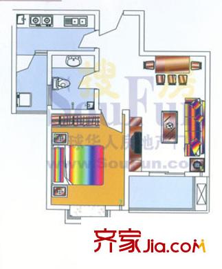 魯鐵花樣年華 1室 戶型圖
