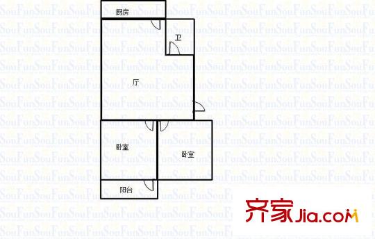 化纖小區(qū) 2室 戶型圖
