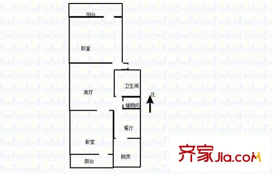 陳莊大街宿舍 2室 戶(hù)型圖