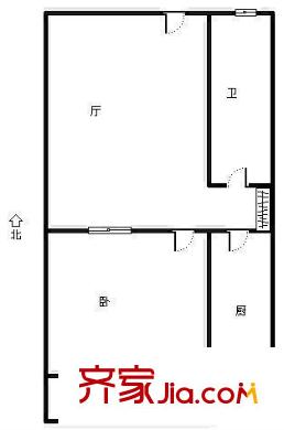 舜耕路單位宿舍 1居室 戶型圖