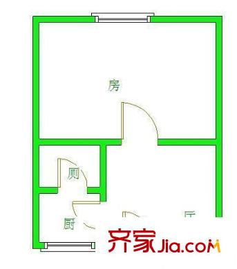 舜耕路單位宿舍 1居室 戶型圖