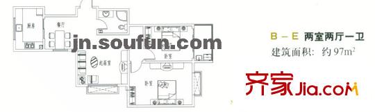 金色港灣戶型圖2室2廳1衛(wèi)1廚