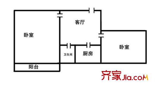 堤口路單位宿舍 2室 戶型圖
