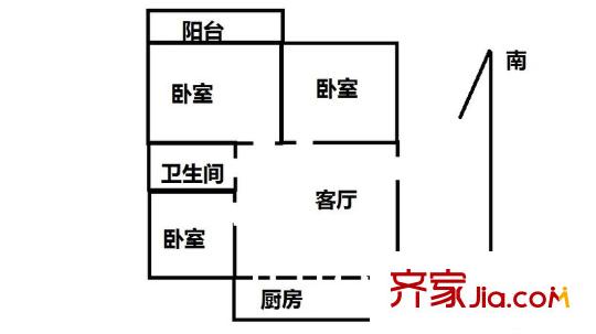 堤口路單位宿舍 3室 戶型圖
