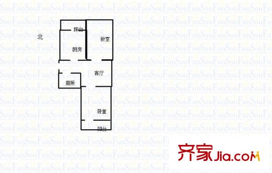 堤口路單位宿舍 2室 戶型圖