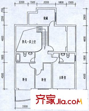 五環(huán)花苑 3室 戶型圖