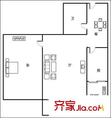 金田苑小區(qū) 1室 戶型圖
