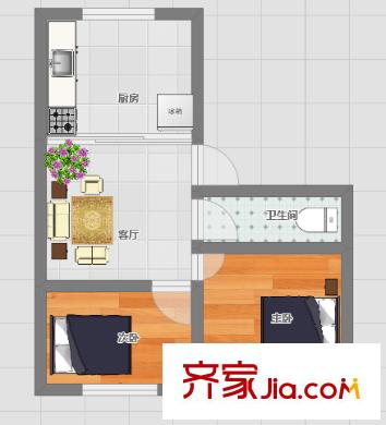 金田苑小區(qū) 2室 戶型圖
