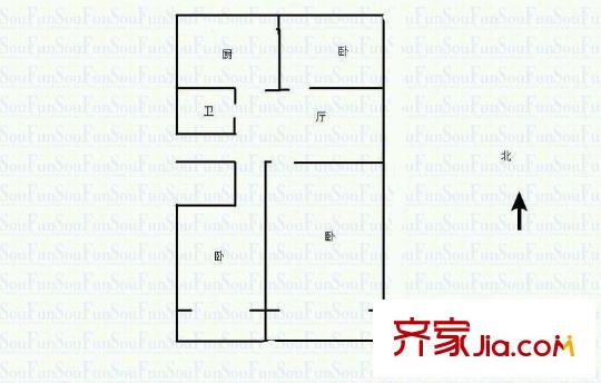 鐵路玉函小區(qū) 2室 戶型圖