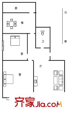 化纖小區(qū) 2室 戶型圖