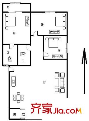 新龍家園 3室 戶型圖
