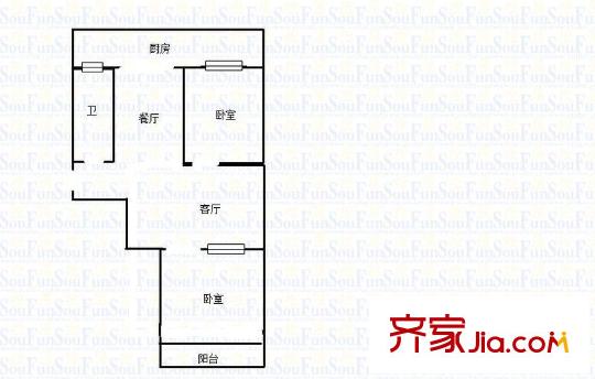 金田苑小區(qū) 2室 戶型圖