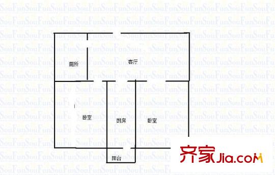 鐵路玉函小區(qū) 2室 戶型圖