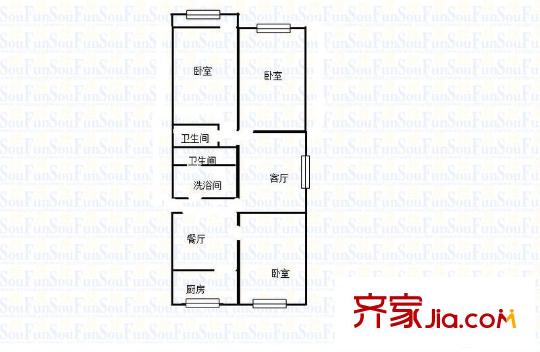 鴻建花園 3室 戶型圖