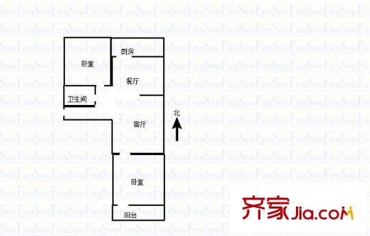 鴻建花園 2室 戶型圖